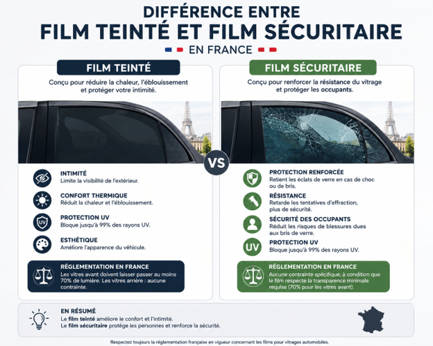 différence film teinté et film sécuritaire France